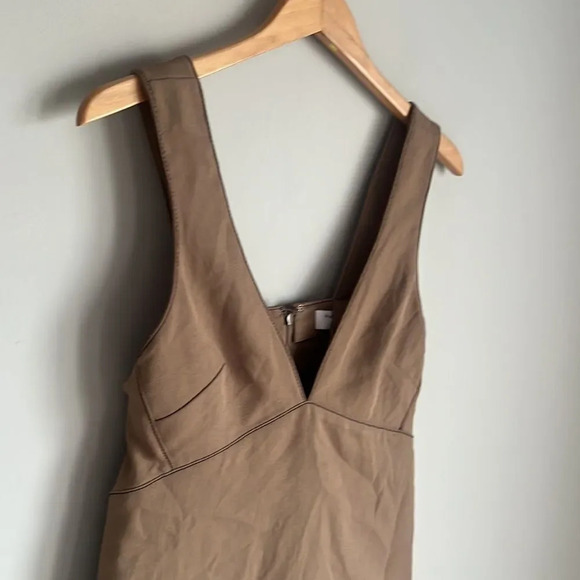 PROENZA SCHOULER White Label Plunge Rumpled Pique Top In Khaki - Picture 5 of 11